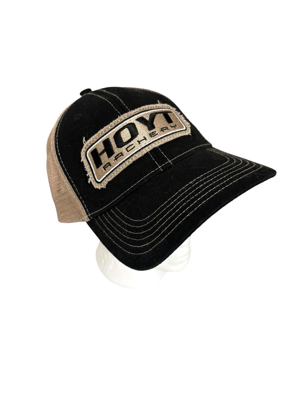 HOYT Archery Black Beige Embroidered Adjustable Hat Western Country Cowboy